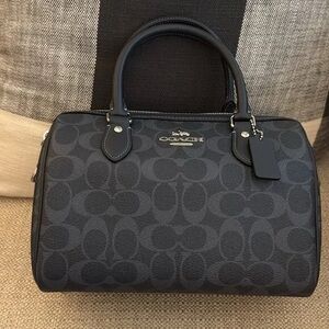 Coach Rowan Satchel Bag In Signature Canvas denim midnight, navy silver CH 280